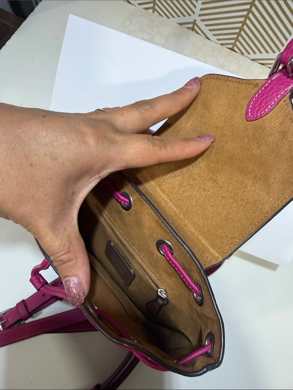 Coach Pebbled Leather Mini Backpack in Fuchsia Pink